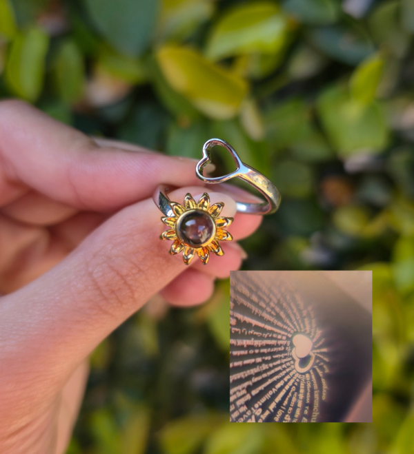 Producto - Anillo girasol te amo en 100 idiomas ajustable (acero quirúrgico)
