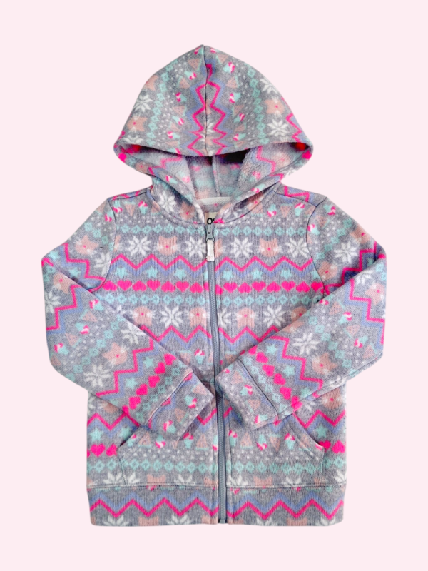 Producto - Camperita lanila y micropolar gris con colores neon Oshkosh 5 años