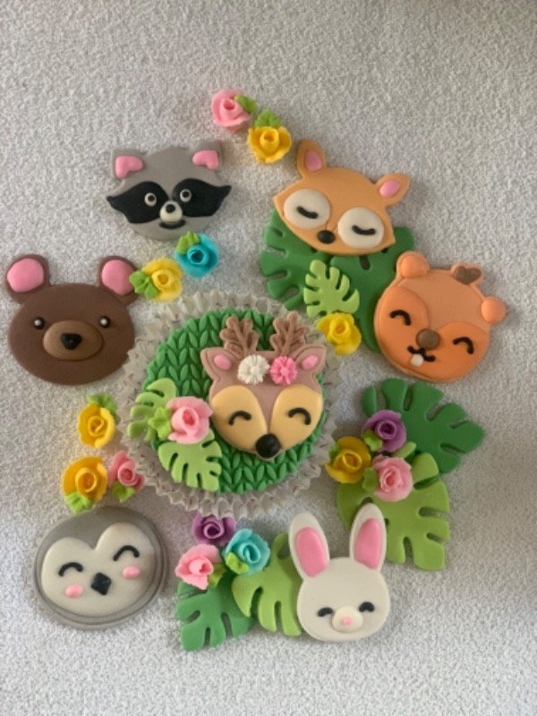 Producto - Animalitos del bosque en pastillaje x7 unidades
