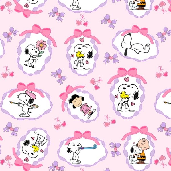 Producto - Retazo Cordura Snoopy recuadros rosa 67cm