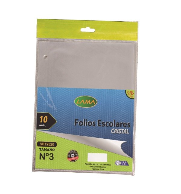Producto - Folios Cristal x10 ESCOLAR LAMA