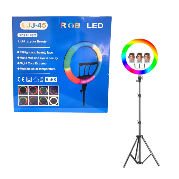 Producto - L-15 ARO DE LUZ 45 CM RGB CALIDA FRIA+TRIPO 2.10M
