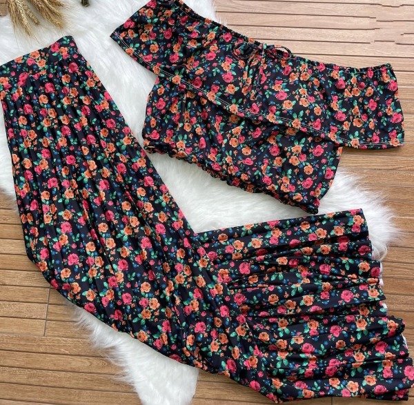 Producto - Pollera importada plisada larga ESTAMPADA (Art. 266) Talle L