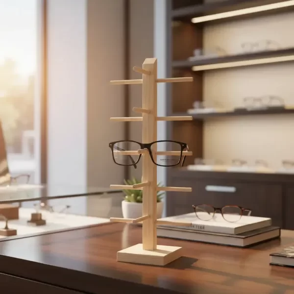 Producto - Exhibidor Soporte Para Lentes Vitrina madera