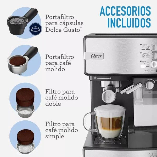 Producto - Cafetera Oster Primalatte Bvstem6603 Gris 220v Color Acero inoxidable