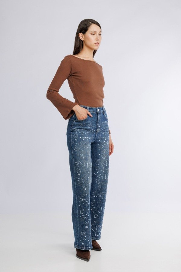 Producto - Jeans AF elastizado con tachas importado 20027