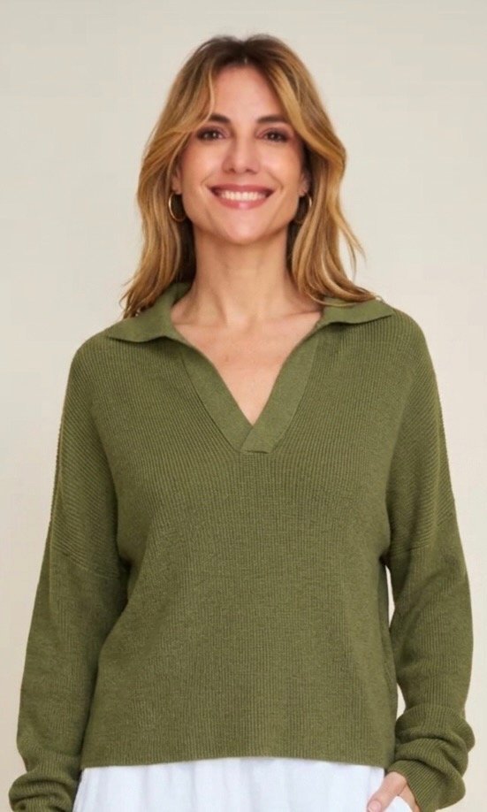 Producto - Sweater Tejido Verde Oliva Algodón Valmont