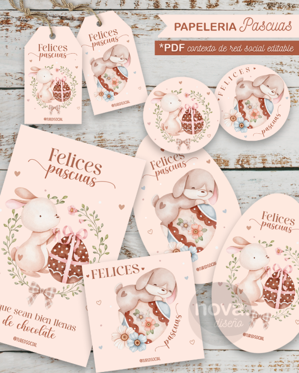Producto - Kit Imprimible Papeleria Pascuas Conejitos
