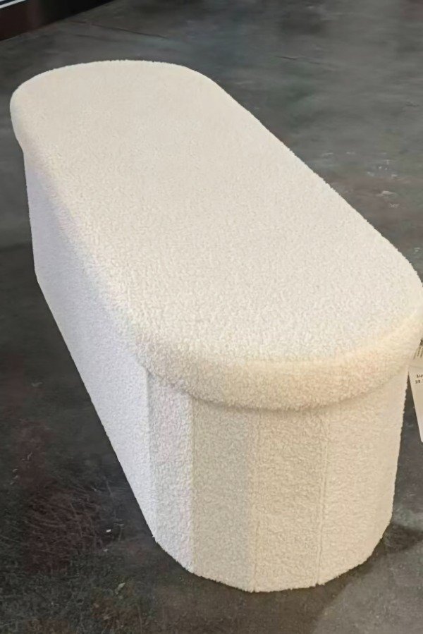 Producto - Puff Boucle Ovalado Plegable Estructura Reforzada- Thw Beige Beige