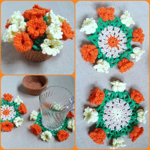 Producto - Posatazas Florales a Crochet