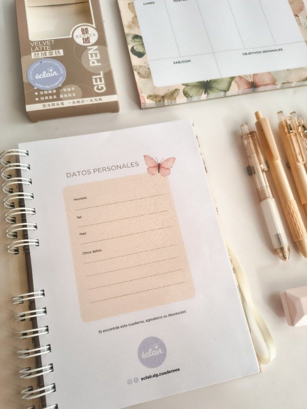 Producto - Combo cuaderno + organizador semanal + accesorios - Beige - 2