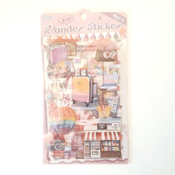Producto - Set de 4 planchas de stickers PET - Wander Sticker