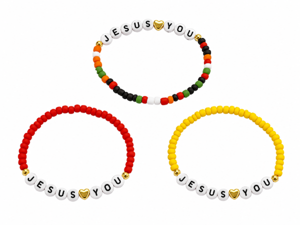 Producto - PROMO X 2 UNIDADES Pulsera de hilo elastizada "Jesus Love You"