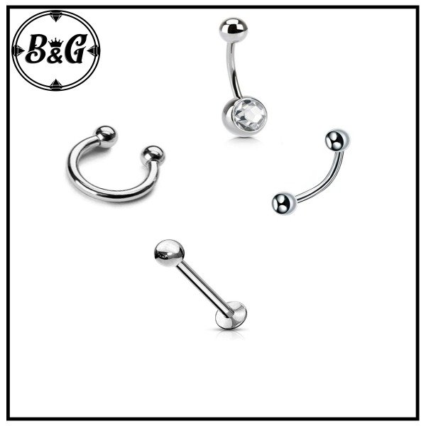 Producto - Combo x4 Piercing Barbell+Bull+Labret+Navel (Leer Info)