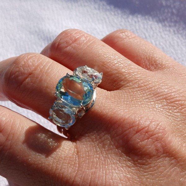 Producto - Anillo serena Plata 925 Aguamarina y berilos n 21 - 4