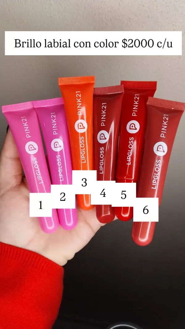 Producto - Brillo labial con color Pink 21 x 6 SURTIDOS