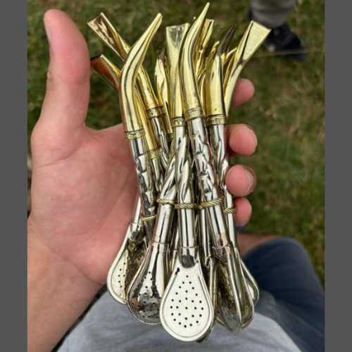 Producto - Bombillones, caño grueso de alpaca, pico de bronce recto