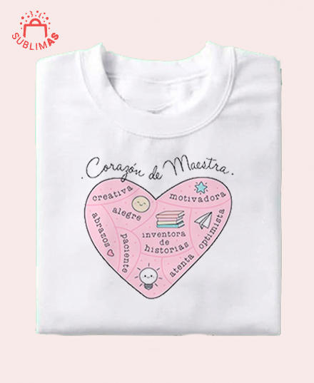 Producto - Remera algodon peinado corazon de maestra