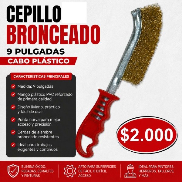 Producto - CEPILLO BRONCEADO 9 PULGADAS CABO PLASTICO