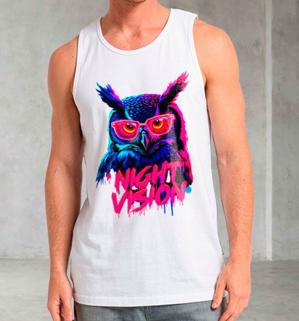 Producto - Remera Musculosa Blanca Buho