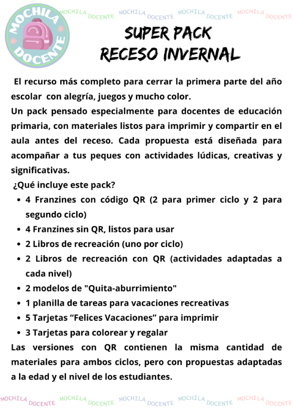 Producto - Súper Pack de Receso Invernal