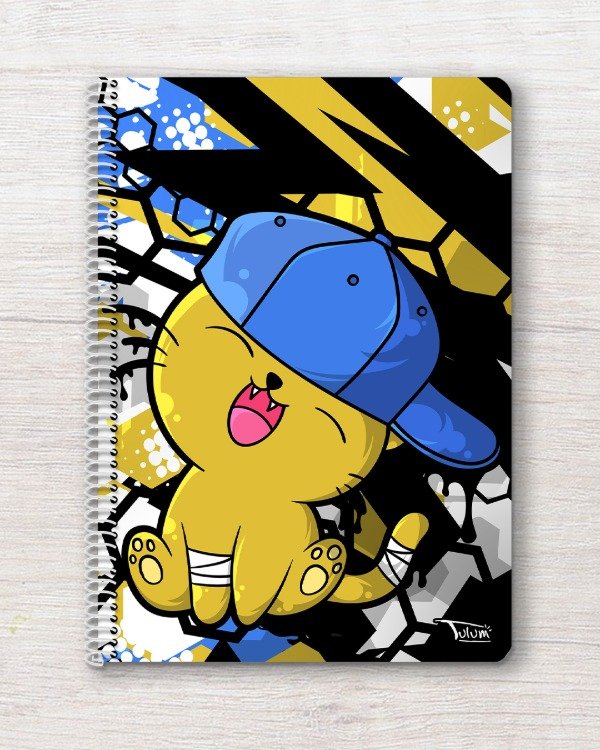 Producto - Cuaderno A4 tapa rígida plástica RAYADO 50h dis. gato con gorra