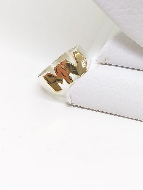 Producto - ANILLO DOBLE INICIAL PLATA 925 Y ORO (DOUBLE)