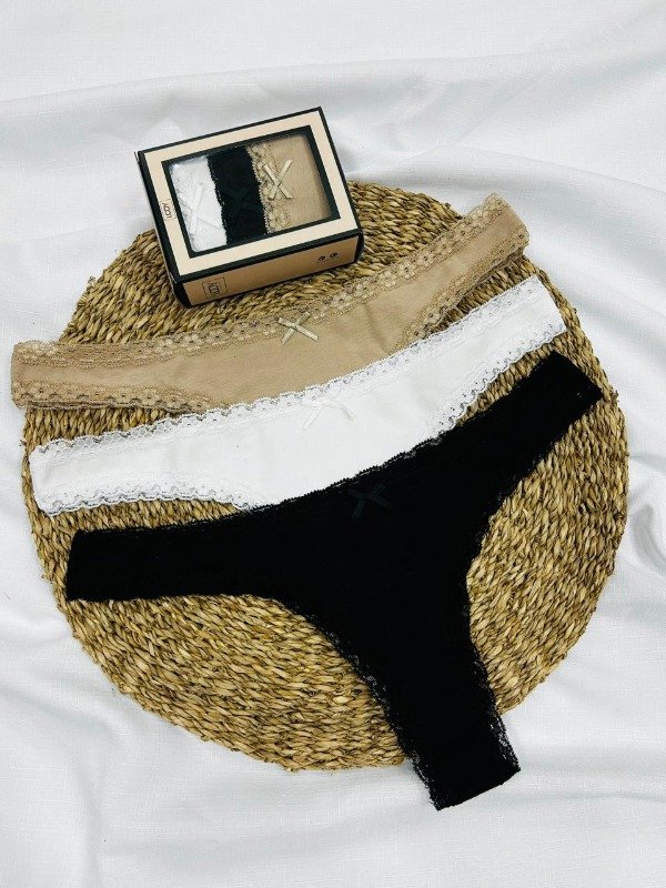 Producto - Art. 9255- LODY-  PACK X3 Colaless Algodón con Puntilla