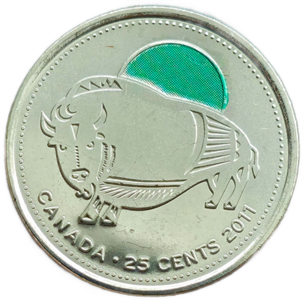 Producto - Canada 25 Cents 2011 Conservación / Bisonte (color) Km#1168a Unc