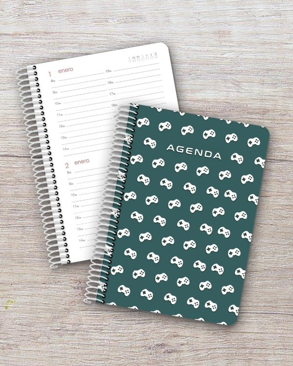 Producto - Agenda Perpetua A5 - 2 días por página - dis. joysticks
