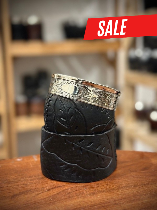 Producto - Mate imperial "Criollo" - cuero repujado NEGRO