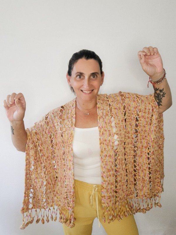 Producto - Guía de Tejido Ruana ORQUÍDEA (Técnica Encaje de Brujas)