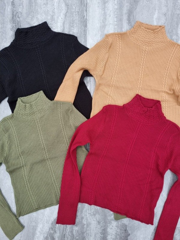 Producto - [knit042] Sweater trenza media polera