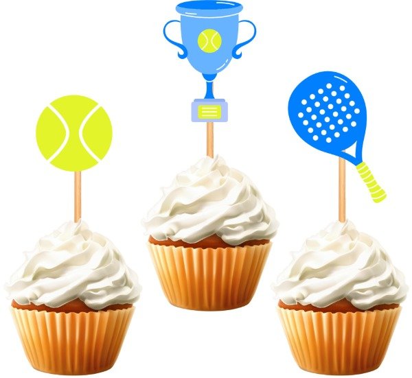 Producto - TOPPER CUPCAKE PADEL CELESTE FORMA X 10