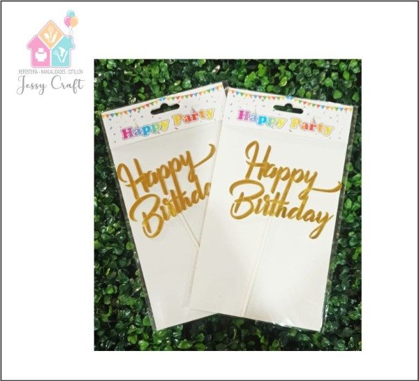 Producto - Cake topper Happy Birthay metalizado