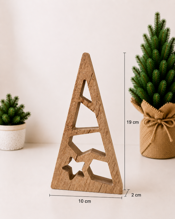 Producto - Set x2 pinos calados decorativos color madera - 2