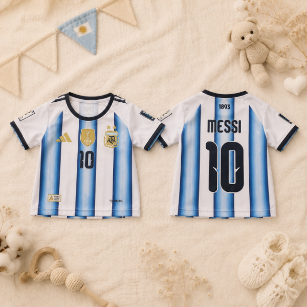 Producto - Remera camiseta edición Mundial Messi 0 a 3 años