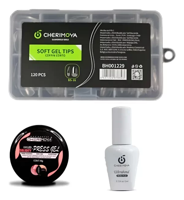 Producto - Kit Soft Gel Cherimoya Ultrabond + Tips + Gel Solido