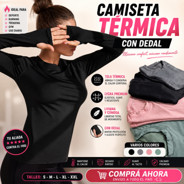 Producto - Camiseta Térmica con Dedal Dama Lycra Varios Colores