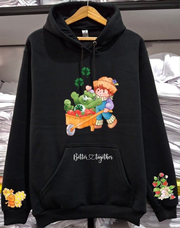 Producto - Buzo  Canguro Algodon Frutillitas Negro