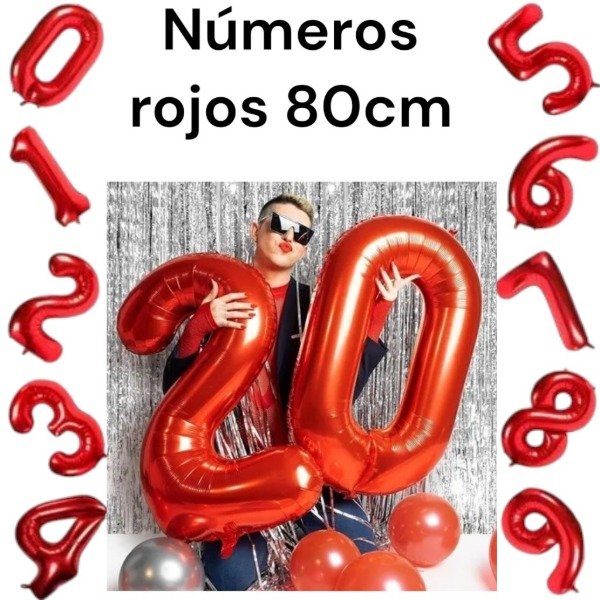 Producto - GLOBO NUMERO 80 CM ROJO