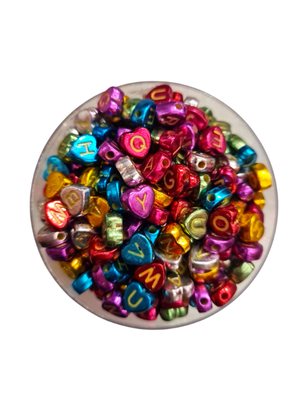 Producto - CUENTAS LETRAS CORAZÓN METALIZADO