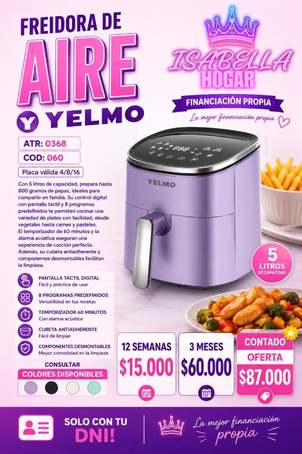 Producto - FREIDORA DE AIRE YELMO COD:7309