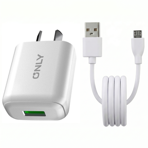 Producto - Cargador Rush con Cable Usb-A a Micro Usb V8 - Color Blanco - Only
