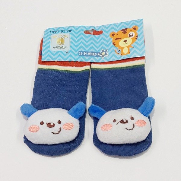 Producto - Medias sonajero "perrito azul" de 12 a 24 meses antideslizante