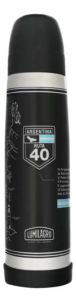 Producto - TERMO LUMILAGRO LUMINOX RUTA 40 BALA 1LT ACERO INOXIDABLE PICO MATERO - 3
