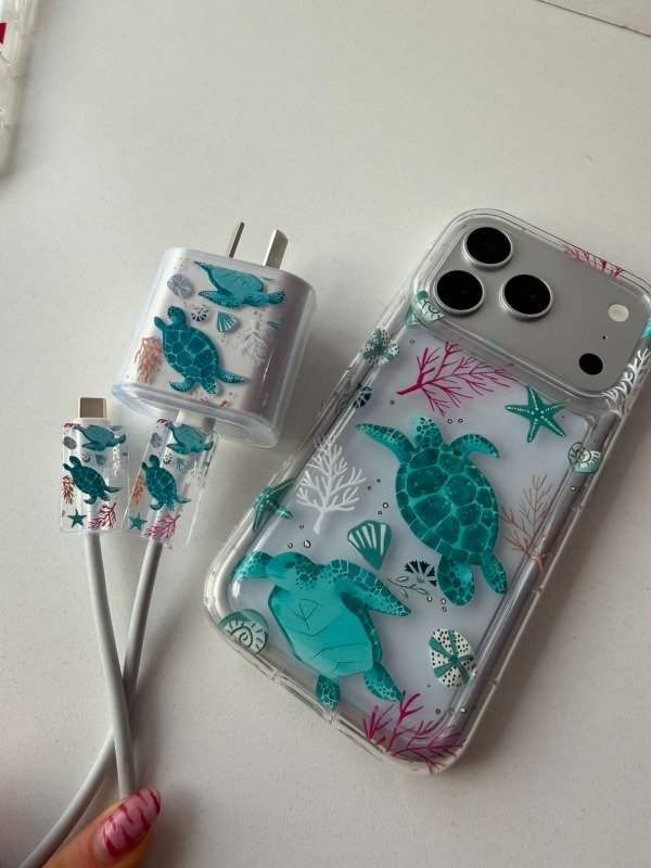 Producto - Super combo funda + protector de cargador diseño mar