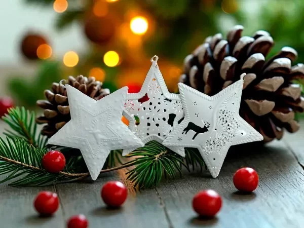 Producto - BLISTER 3 ESTRELLAS. METAL BLANCO. 9 CM