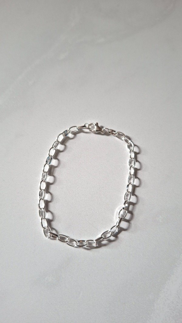 Producto - Pulsera de acero blanco eslabon paper clip oval mediano