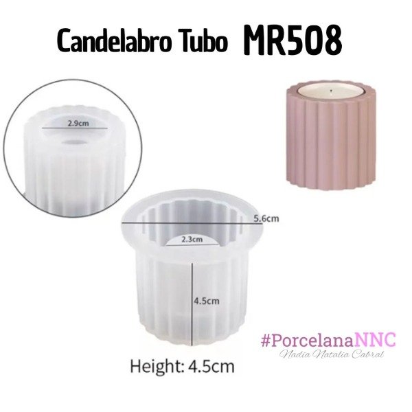 Producto - Candelabro portavela tubular rayado chico MR508